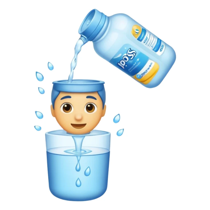 pouring out a bottle of water sticker