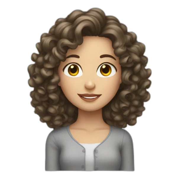 white brunnette girl with curly hair sticker
