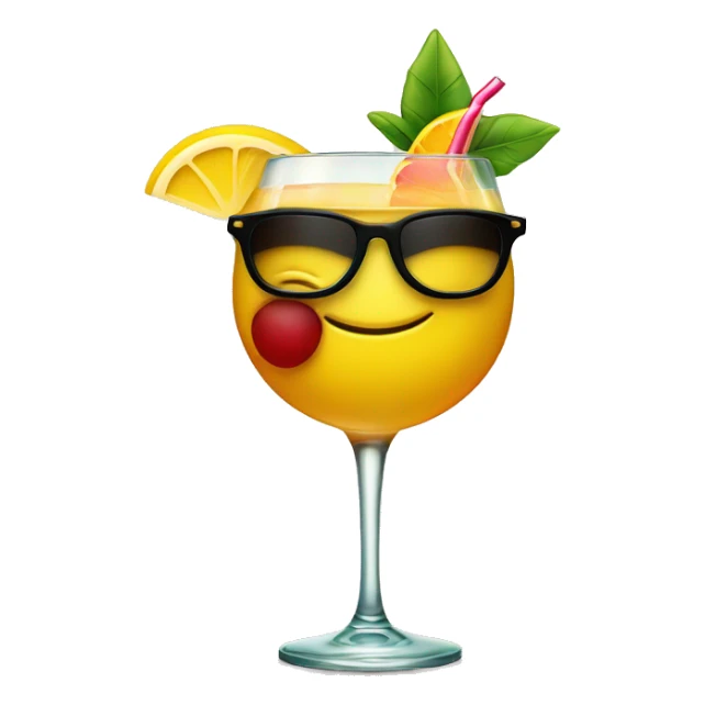 Smiley with sunglasses and a cocktail in his hand  sticker