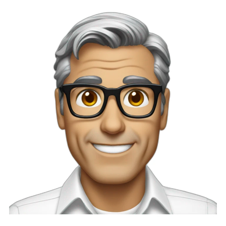 George clooney wearing glasses white shirt sticker
