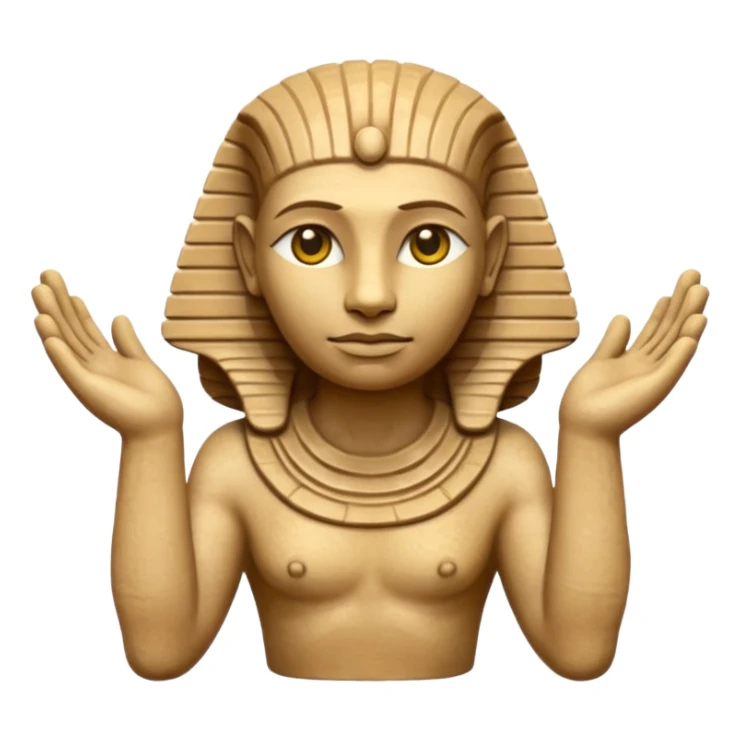 Emoji of sphinx with hands laying on front side sticker