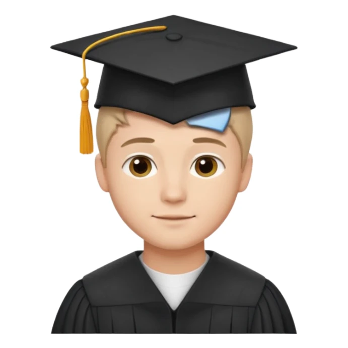 Graduated Students, Male, proudly, short hair, wearing graduation cap sticker