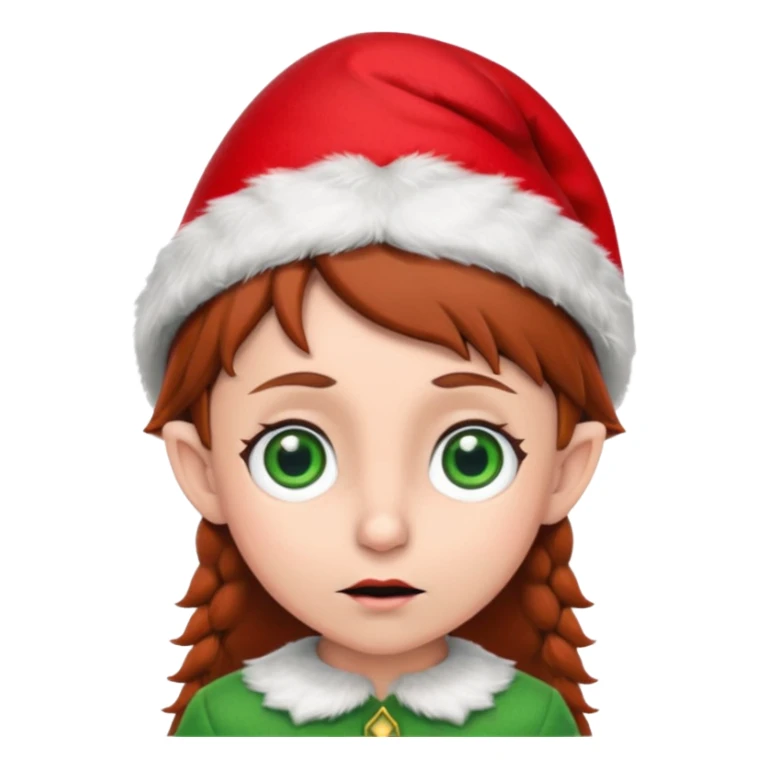 Worried elf on the shelf with red hat and brown hair sticker