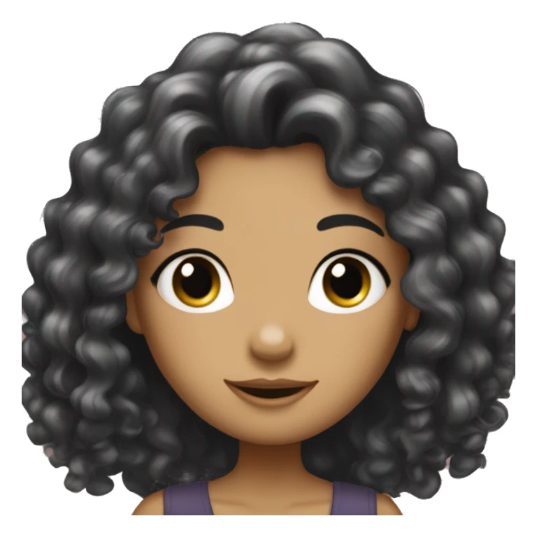 sparkle girl with long black curly hair sticker
