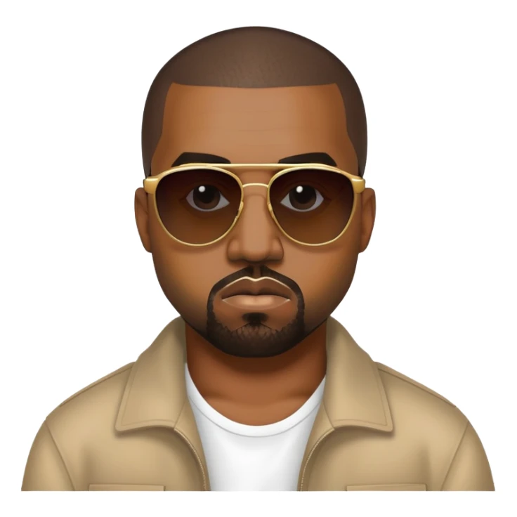 Kanye West with sunglasses and his signature look sticker