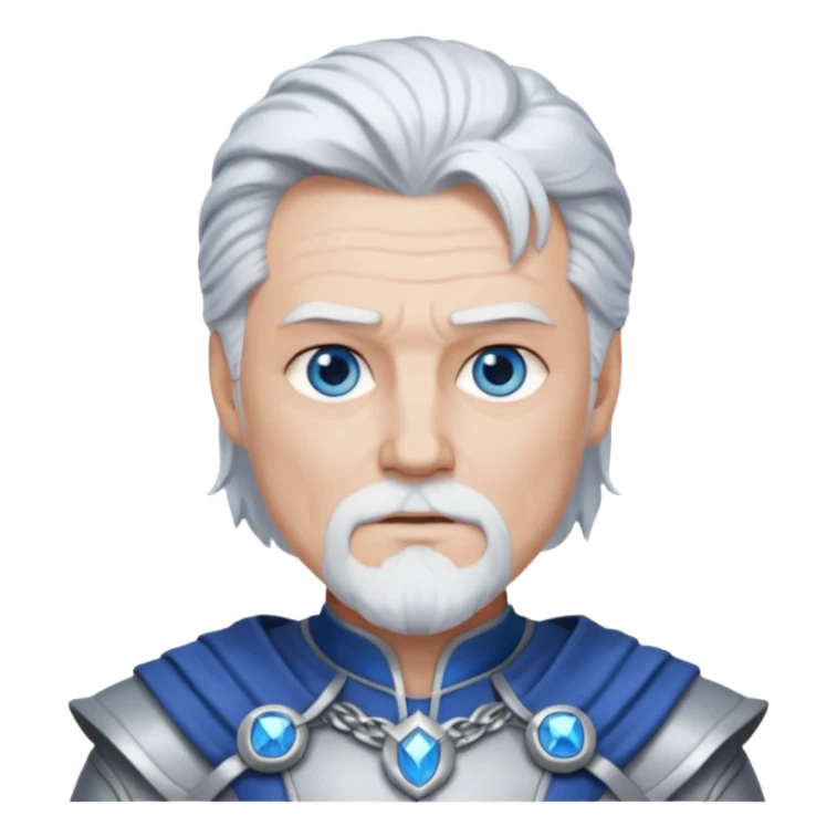 Odin with blue eyes, white hair, silver outfit sticker