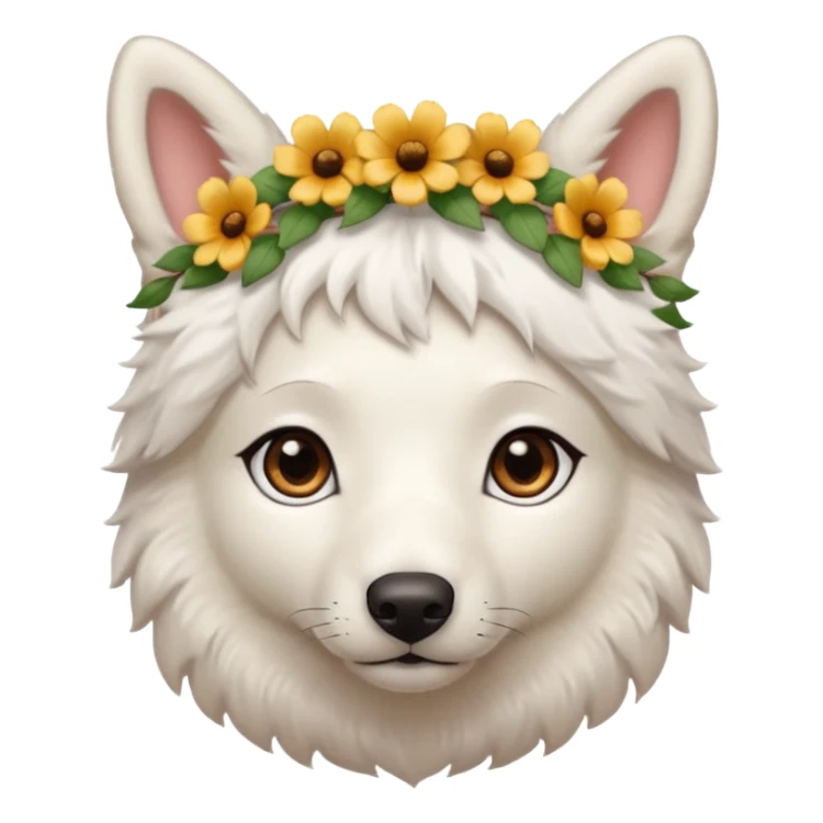 Cute Brown eyes White Shepard with very short fur with 1 flowerband on the head sticker