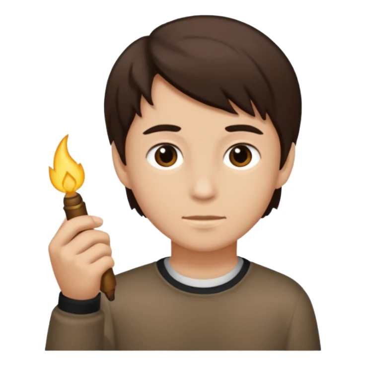 Dark brown hair, light brown skined and is a boy sticker