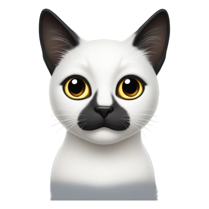 White cat with black ears and black spot around eye sticker