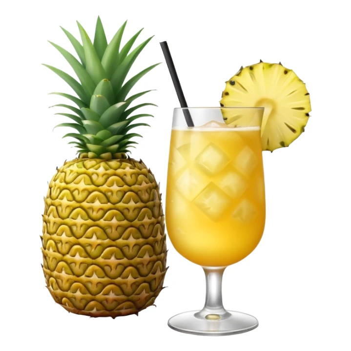 yellow pineapple refresher cocktail with only one slice of pinapple sticker