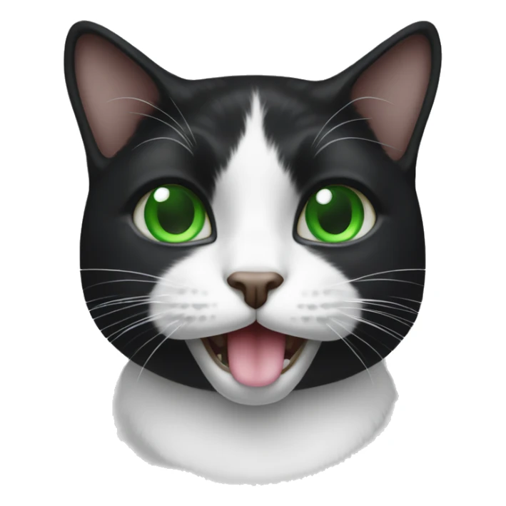 black and white cat with spot on mouth and nose green eyes sticker