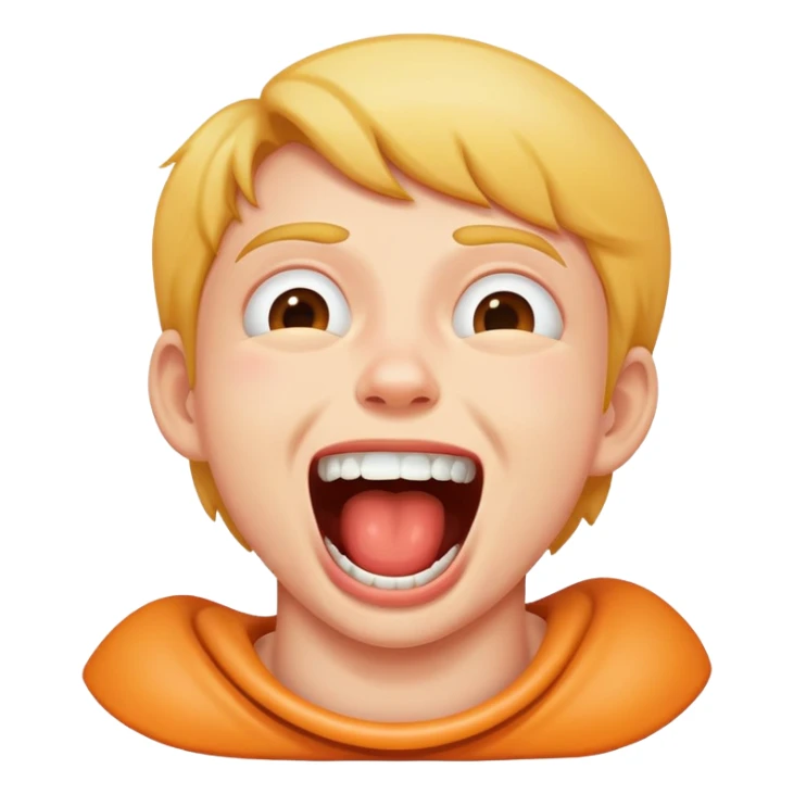 a person choking themself as a joke and laughing  sticker