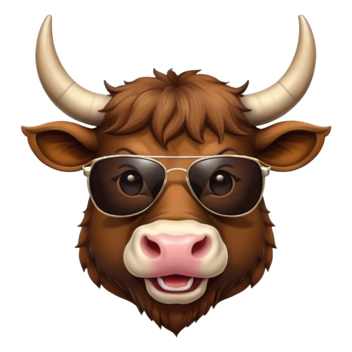 smiling bull head with dark sunglasses sticker