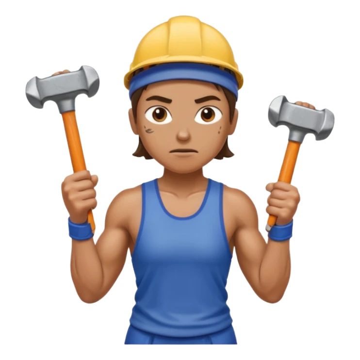 An emoji representing the ironman challenge event long-distance marathon for an mmorpg player who crafts everything themselves the hard way, and does not buy or sell items in-game. sticker