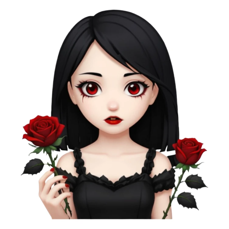 Bloody black rose anime gothic emo  beautiful gorgeous cool edgy cute lady sticker