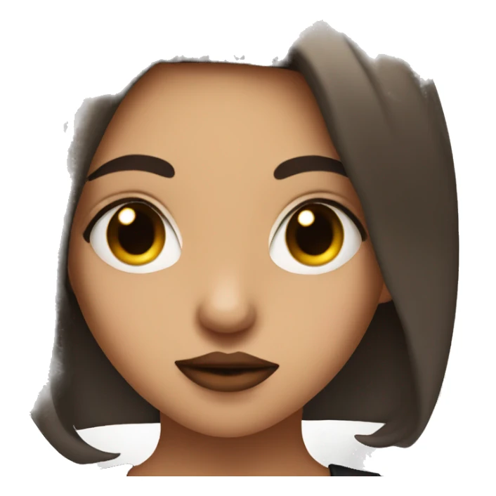 Brunette girl with septum piercing raising one eyebrow and doing a kissy face sticker