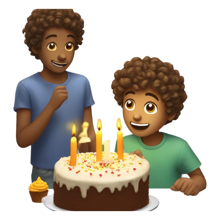 curly brown hair boy celebrating birthday  sticker