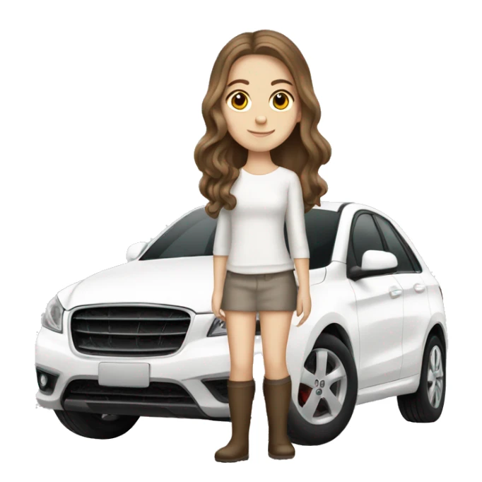 Brown hair white girl in white car sticker