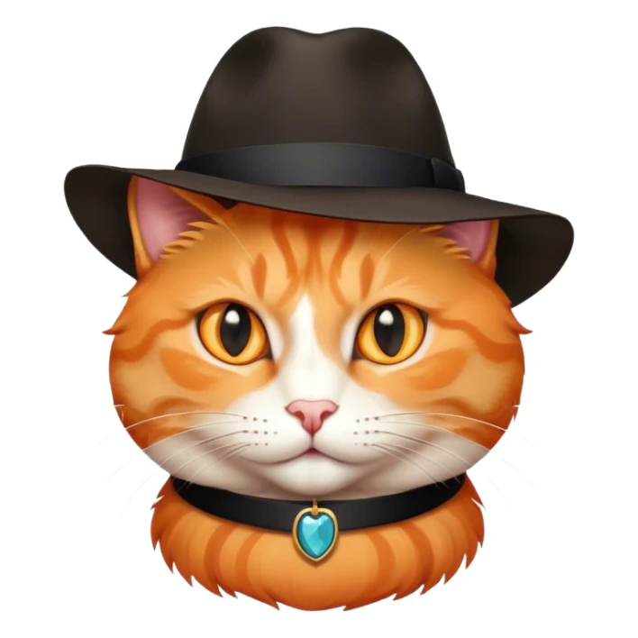elegant orange cat with hat fedora black sticker