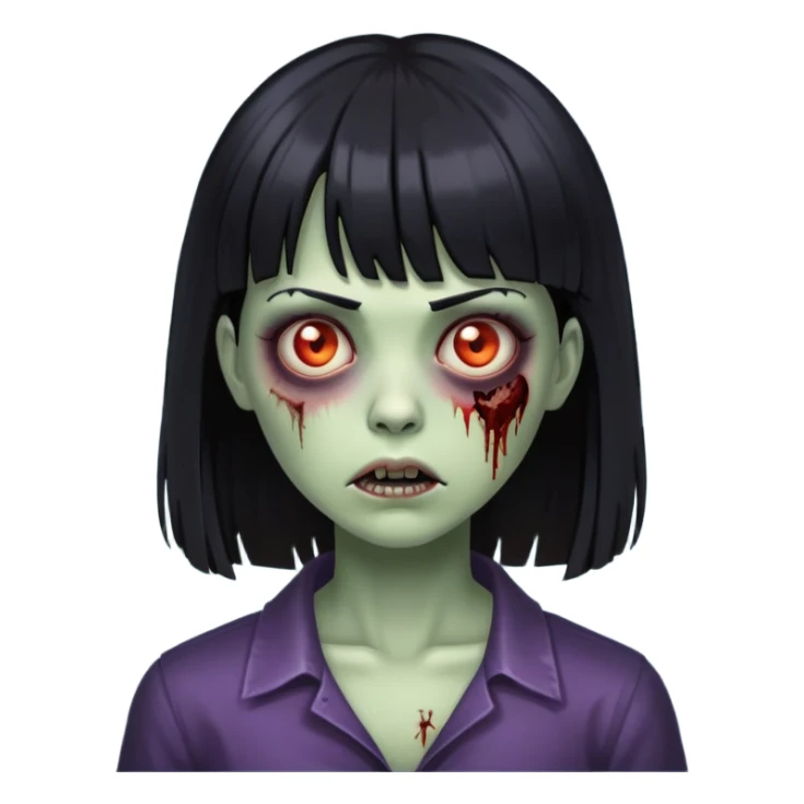 zumbi mulher com cabelo preto e franjinha sticker