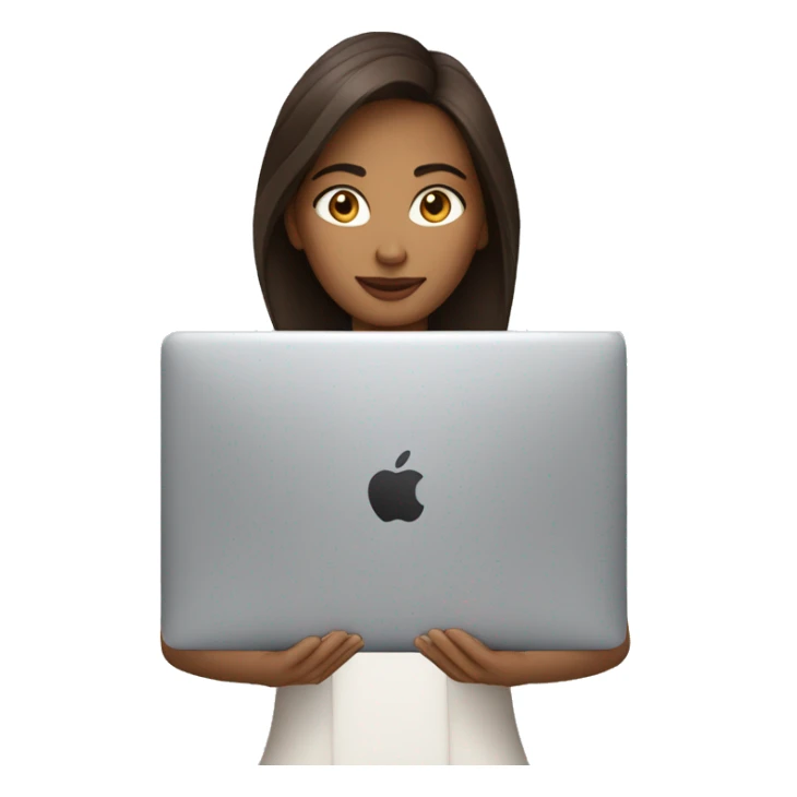 Femme brune peau blanche travaille sur son macbook sticker