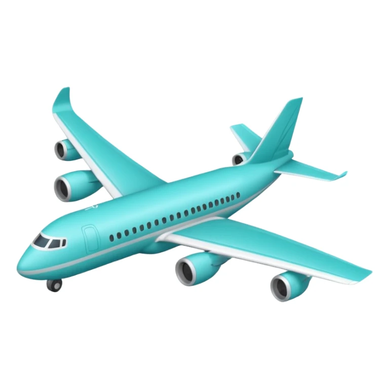 Minimalist outline airplane with elegant wings, monoline icon, thin contour lines, no fill, transparent background, vector style, premium travel emoji, aqua teal #40B2D6 outline, 512x512 sticker