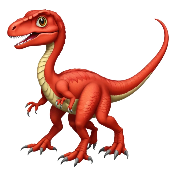 Red velociraptor with 2 legs 2 arms and 1 tail  sticker