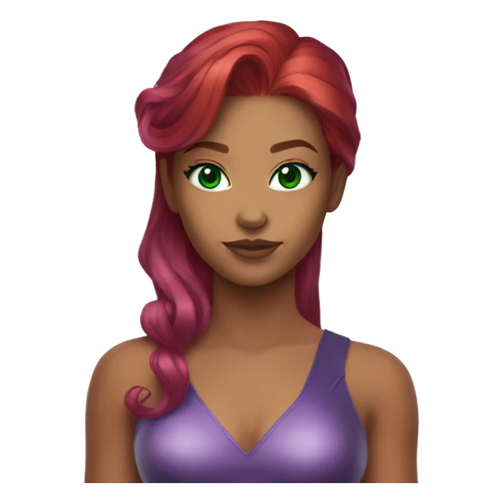 dc comics starfire red hair; purple silver outfit; jade green eyes sticker