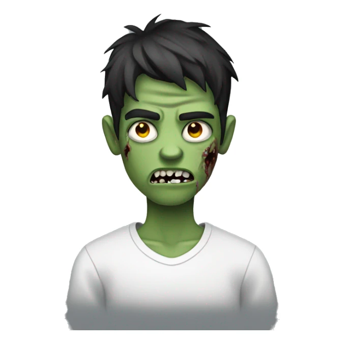 teen boy zombie with dark hair and white shirt sticker