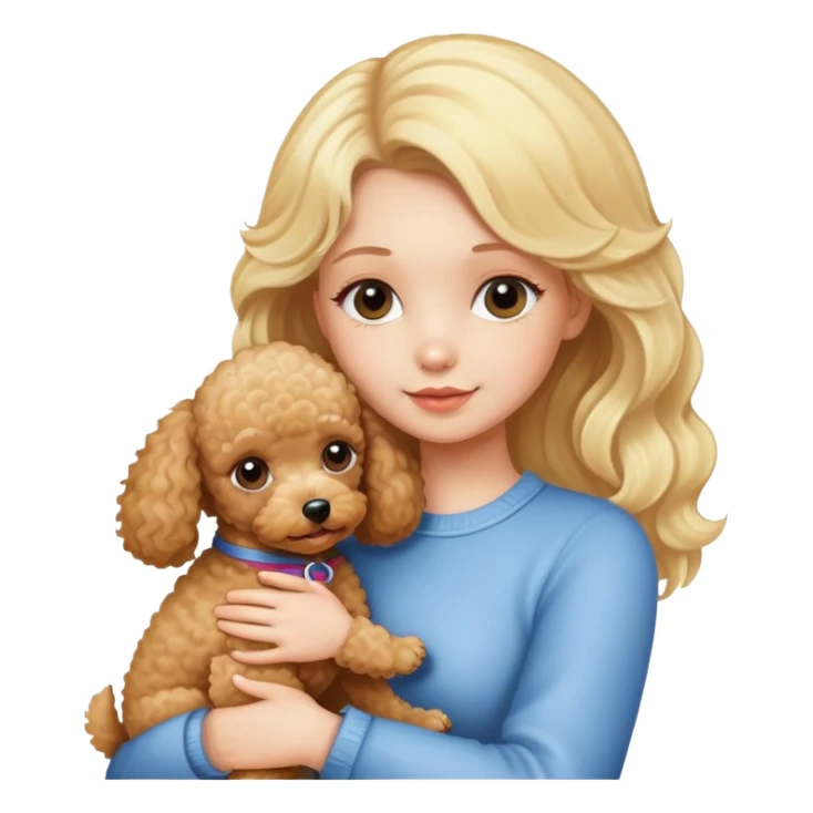 Blonde girl hugging her toy poodle sticker