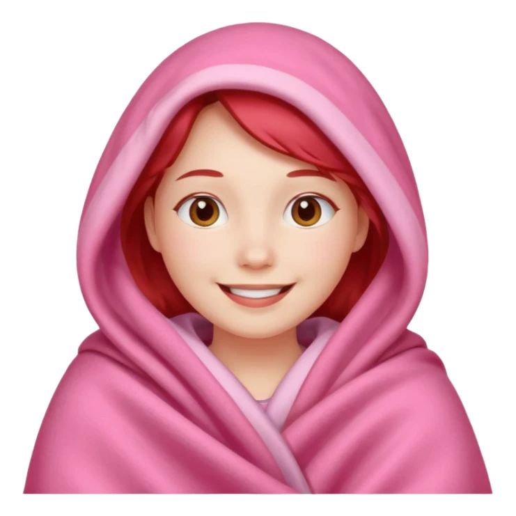 happy smile emoji red cheeks in pink blanket  sticker