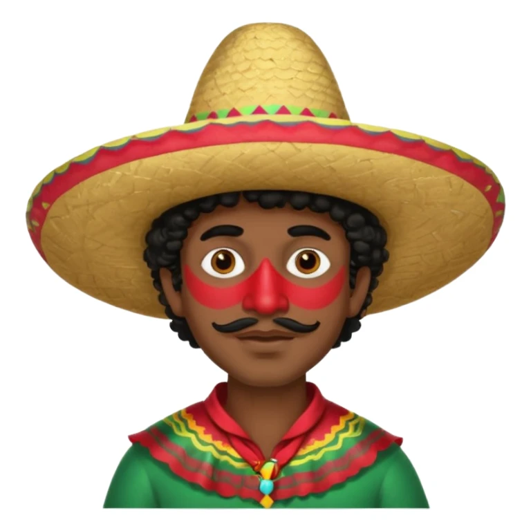 painted face mexican theme, curly hair, male sticker