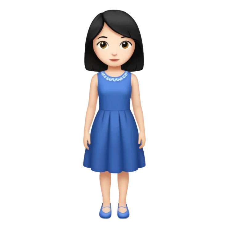 fille  en entier cheveux mi long noir et lisse  sticker