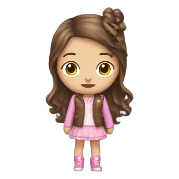 Brown hair girl with long hair disguised in hellokitty sticker