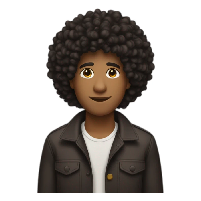 brown skin man with afro long black curly hair sticker
