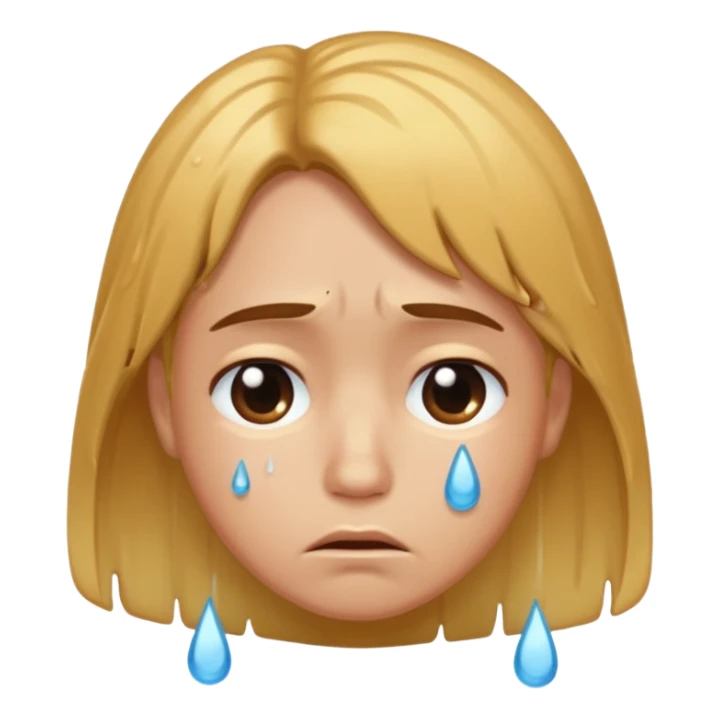 😔 sad emoji with hair 💧 with this emoji sticker