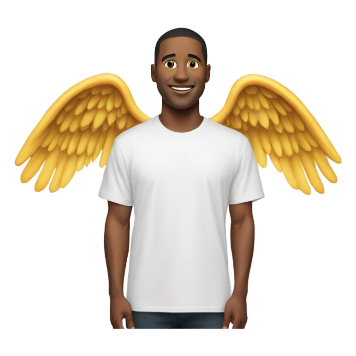 white t shirt with wings on the front sticker