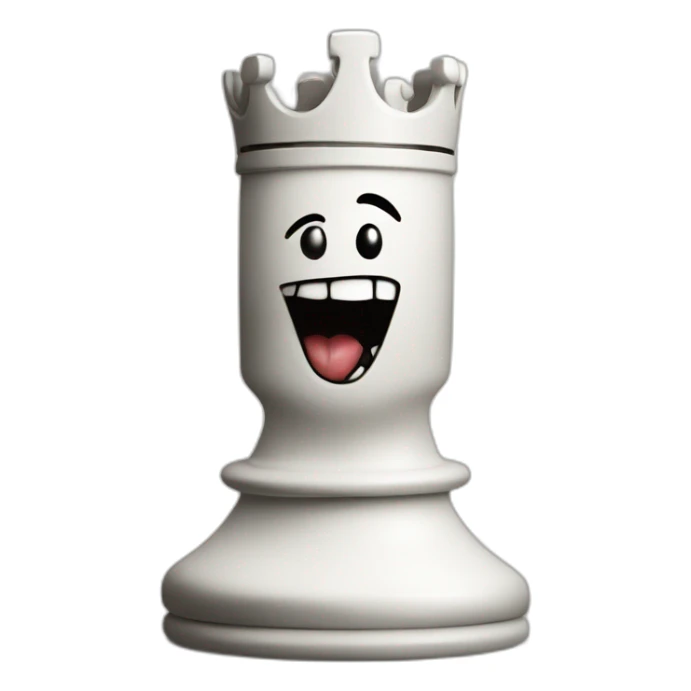 chess piece Queen white with war wounds with smiley face sticker