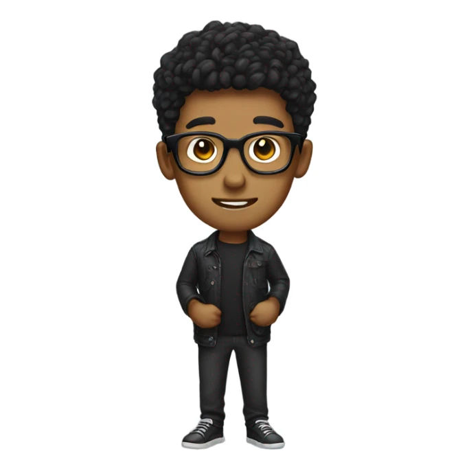 Boy with black glasses and ice spice hair on their phone sticker