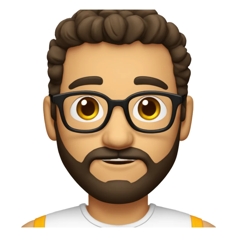 maestro de español con el cabello corto liso con un copete pequeñocon lentes cabello negro con rasgos hispanos europeos con la barba bajita sticker