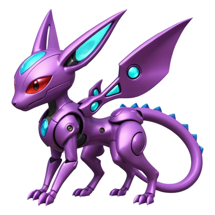 Futuristic armored cyber-Mewtwo-Sableye-Genesect-Deoxys-Espeon-alien-hybrid-fusion sticker