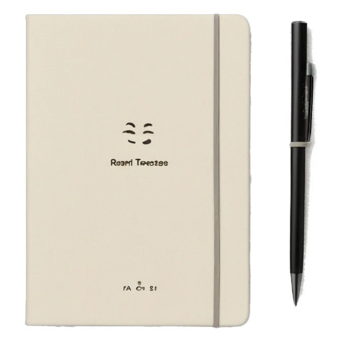 Cream Linen textured cover notebook with a elegant small text sticker