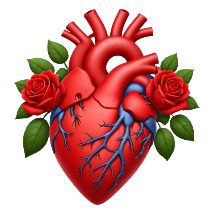 Organ heart with red roses growing out of it  sticker