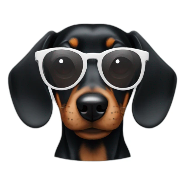 black Dachshund dog face with white rounded sunglasses sticker