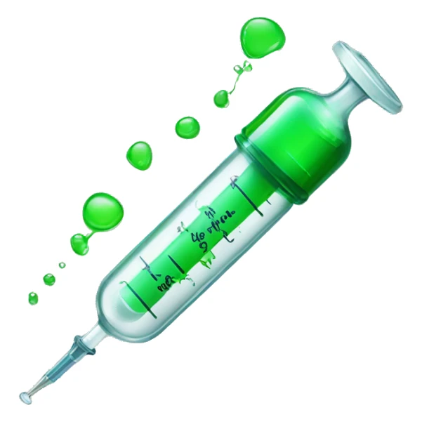 a syringe with a green liquid and the inscription activator  sticker