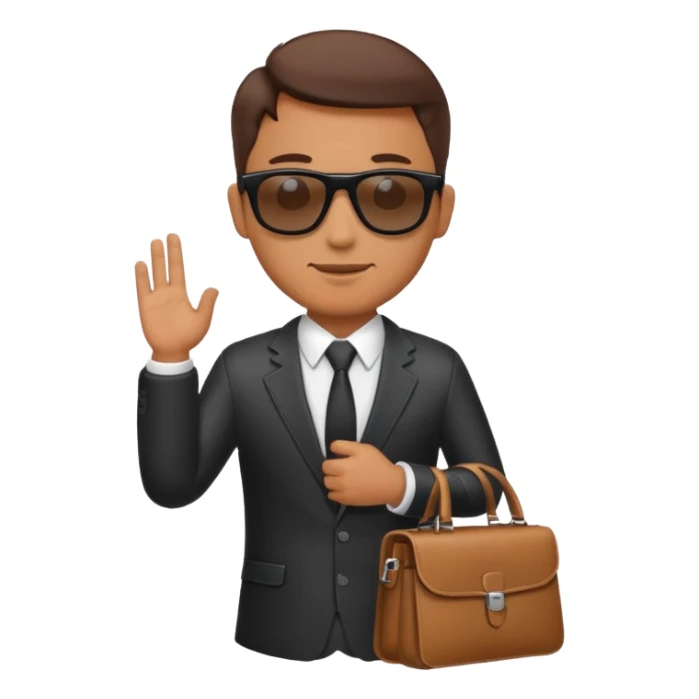 a businessman with sunglasses and a bag in his arm sticker