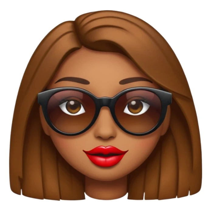 Diva emoji: emoji with sunglasses covering half the eyes, long eyelashes, brown eyes, big lips sticker