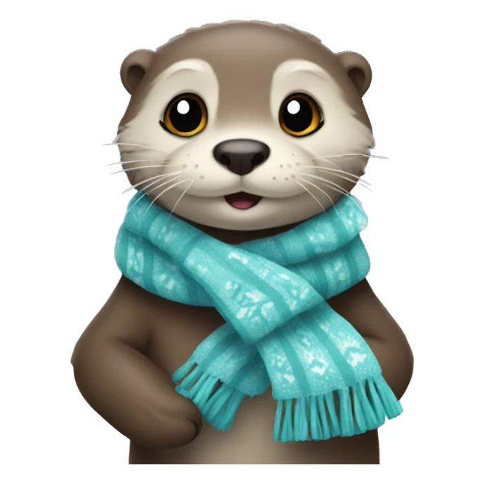 An otter under snow in a scarf sticker