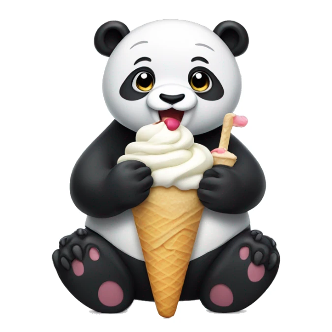 Panda eating ice cream sticker
