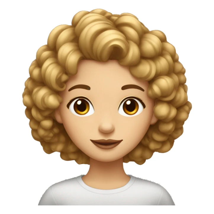 Fille cheveux bouclés en carré  brune avec des mèches blondes  sticker